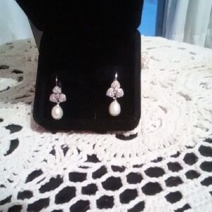 Genuine Pearl Pearl Drop Earrings 925 Silver